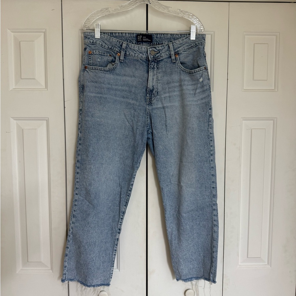 GAP Denim Women’s Universal Slim Boyfriend Fringe Distressed Bottom Jeans Size12